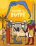 Egypt travel poster, Egyptian pyramid landmarks
