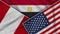 Egypt United States of America Peru Flags Together Fabric Texture Illustration