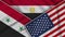 Egypt United States of America Syria Flags Together Fabric Texture Illustration