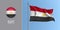 Egypt waving flag on flagpole and round icon vector illustration.