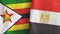 Egypt and Zimbabwe two flags textile cloth 3D rendering