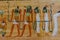 Egyptian ancient papyrus with the different pictures and hieroglyphics