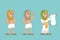 Egyptian ancient people traditional wear character salute hand greeting read scroll icons set cartoon design vector