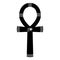 Egyptian ankh icon. Black occult symbol immortality with eye horus in center.