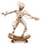 Egyptian cartoon mummy monster roll on skateboard