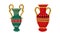 Egyptian Clay Vase with Old Ornament Vector Set