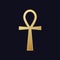 Egyptian cross ankh. Hieroglyphic symbol golden color of mystical mysteries pharaohs sign eternal well being.