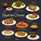 Egyptian cuisine food meals vector menu