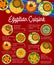 Egyptian cuisine food menu page vector template