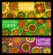 Egyptian cuisine meals horizontal vector banners