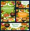 Egyptian cuisine meat, veggie meals vector banner