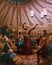 Egyptian dancer in a tent with musicians