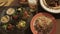 Egyptian food is on a table. Close-up of an Arabic cuisine.