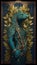 The Egyptian God, Sobek â€“ God of Water, Vegetation. AI generative illustration in art nuveau poster style