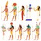 Egyptian gods and goddesses set, flat vector illustration isolated on white background.