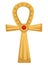 Egyptian gold coptic cross or Ankh with ruby stone isolated object