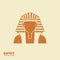 Egyptian golden pharaohs mask icon. Illustration of egyptian golden pharaohs mask. Flat icon with scuffed effect