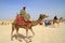 Egyptian guide offering to tourists camel ride