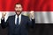 Egyptian happy businessman on the background of flag of Egypt Business, education, degree and citizenship concept