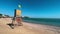 Egyptian lifeguard tower amidst strong winds with yellow flag