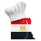 Egyptian national cuisine concept. Chef hat with map of Egypt. 3D rendering