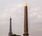 Egyptian Obelisk of Luxor and Eiffel Tower