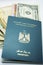 Egyptian Passport with currencies