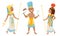 Egyptian Pharaoh and Deities Wearing Antique Clothing Vector Set