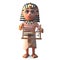 Egyptian pharaoh Tutankhamen holding an abacus, 3d illustration