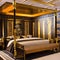 An Egyptian pharaohs bedroom with hieroglyph-adorned walls, a golden canopy bed, and luxurious drapes5, Generative AI