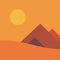 Egyptian pyramids in desert, Vector illustration flat design made of abstract organic and geometric shapes