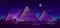 Egyptian pyramids night landscape cartoon vector