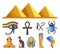 Egyptian Pyramids and Pharaohs, Egypt symbols and landmarks isolated icons