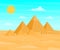 Egyptian Pyramids Travel and Tourism Concept on a Desert Landscape Background Scene. Vector