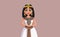 Egyptian Queen Cleopatra Holding Asp Basket Vector Illustration