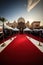 Egyptian setting with a red carpet and white tents