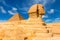 Egyptian sphinx. Cairo. Giza. Egypt. Travel background. Architectural monument. The tombs of the pharaohs. Vacation holidays back