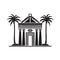 Egyptian Temple Icon, African Palace Isolated, Ancient Silhouette, Historical Egyptian Castle Minimal Design