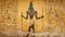 Egyptian wall fresco, painting of God and hieroglyphs, Ancient Egypt