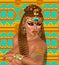 Egyptian woman, beads, beauty and gold in our digital art fantasy scene.