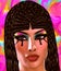 Egyptian woman\'s face, close up, colorful digital art style.