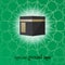 Eid Adha Greeting card with Kaaba element. English: Happy Adha holiday.