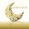 Eid adha mubarak with gold glowing moon and pattern islamic ornament