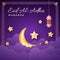 Eid al Adha cards design in 3d modern vector style. Eid Mubarak Islamic holiday banner with Ramadan lantern and moon