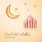 Eid al Adha cards design in 3d modern vector style. Eid Mubarak Islamic holiday banner with Ramadan lantern and moon