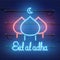 Eid-Al-Adha festive card design template. Islamic and Arabic background for the holiday of the Muslim community. Kurban Bayrami