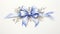 Eid Al-adha Gift: Blue Bow With Flowers Illustration On White Background