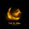 Eid al adha golden background with goat and moon