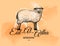 Eid-al-adha greeting card with doodle sheep