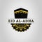 Eid Al-Adha Greeting Card Vector Design. Kabah and mandala illustration element.